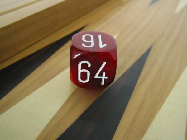 1 3/16 in. Backgammon Doubling Cube - Red Marbleized