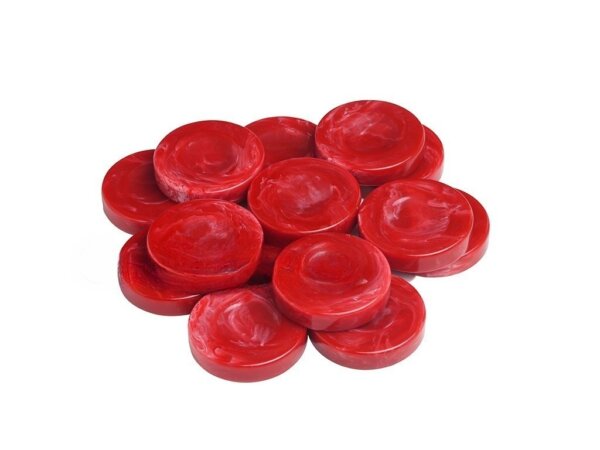 Backgammon Checkers - High Gloss Marbleized - Finger Dish - Red - (1 3/4in. Dia) - Roll of 15