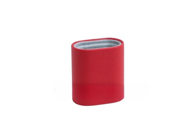 Red Leatherette Backgammon Dice Cup - Oval - Grey Interior with Trip Lip