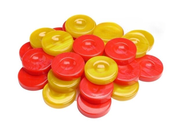 Backgammon Checkers - High Gloss Acrylic - Red & Yellow (1 1/2in. Dia.) - Set of 30