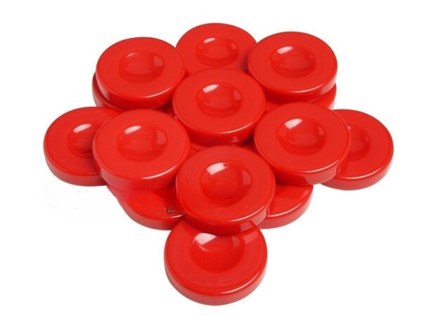 Backgammon Checkers - Opaque - Red - with Finger Dish - (1 3/4 in. Dia.) - Roll of 15