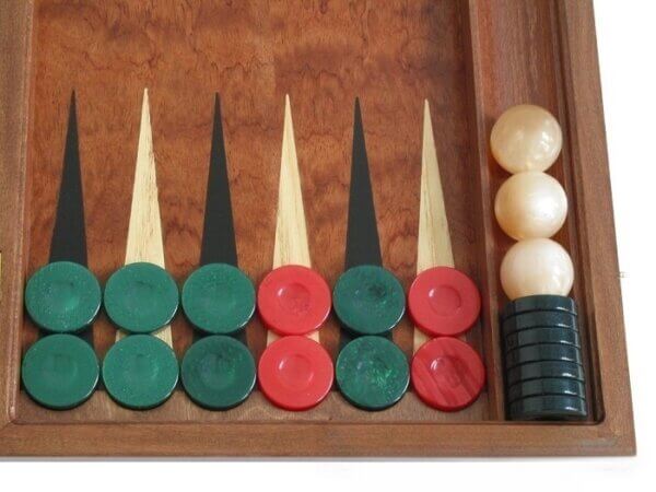 Rosewood Backgammon Set with Racks & Slotted Checkers - Image 2