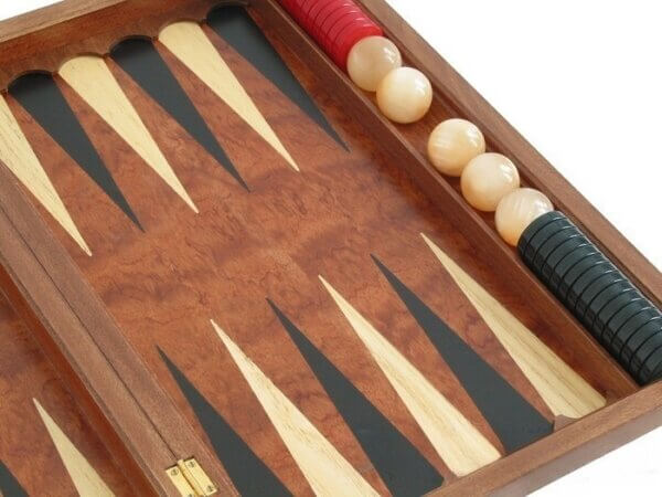 Rosewood Backgammon Set with Racks & Slotted Checkers - Image 3