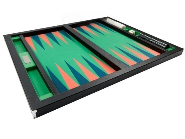 GammonVillage Tournament Backgammon Set - Table Top - Black with Green Field - Image 2