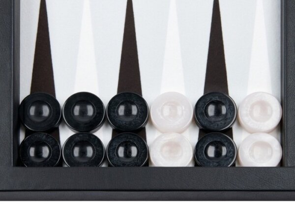 GammonVillage Tournament Backgammon Set - Table Top - Black with Grey Field - Image 3