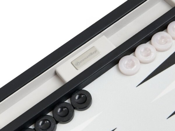 GammonVillage Tournament Backgammon Set - Table Top - Black with Grey Field - Image 4