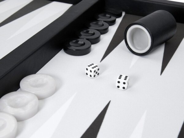 GammonVillage Tournament Backgammon Set - Table Top - Black with Grey Field - Image 6