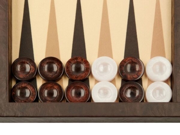 GammonVillage Tournament Backgammon Set - Table Top - Brown with Beige Field - Image 3