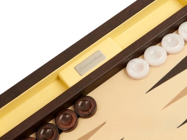 GammonVillage Tournament Backgammon Set - Table Top - Brown with Beige Field - Image 4