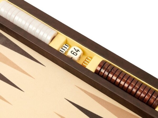 GammonVillage Tournament Backgammon Set - Table Top - Brown with Beige Field - Image 5