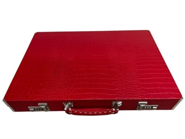 Tournament Size Red Croco Backgammon Set - Image 6