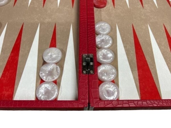 Tournament Size Red Croco Backgammon Set - Image 4
