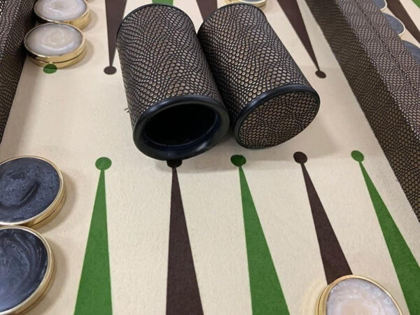 Travel Size Backgammon Board/40mm Brass rimmed Checkers - Image 5