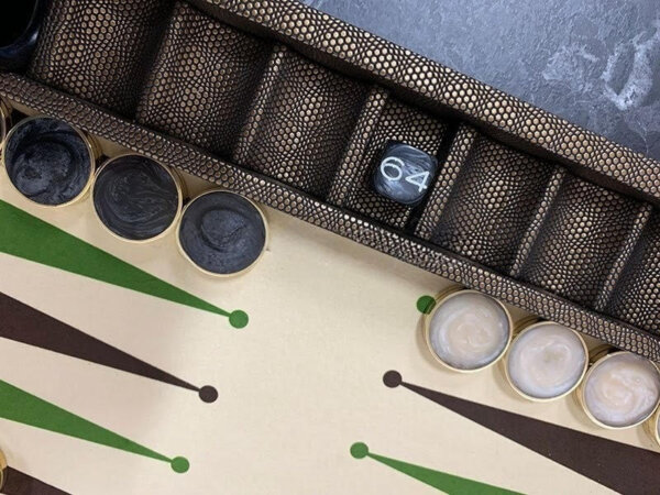 Travel Size Backgammon Board/40mm Brass rimmed Checkers - Image 6