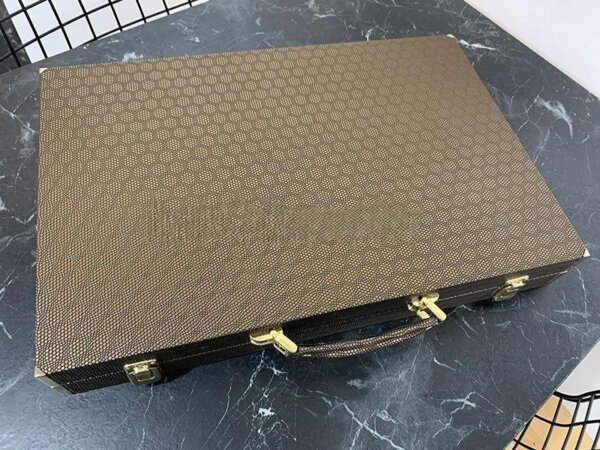 Travel Size Backgammon Board/40mm Brass rimmed Checkers - Image 9