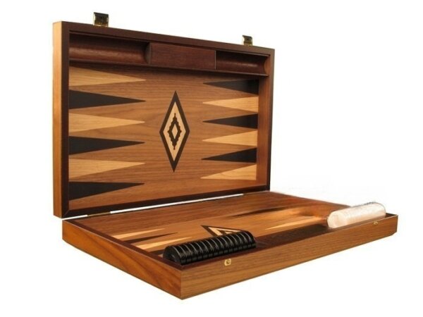 Walnut Backgammon Set - Large - Black - Image 2