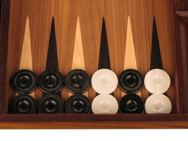 Walnut Backgammon Set - Large - Black - Image 3