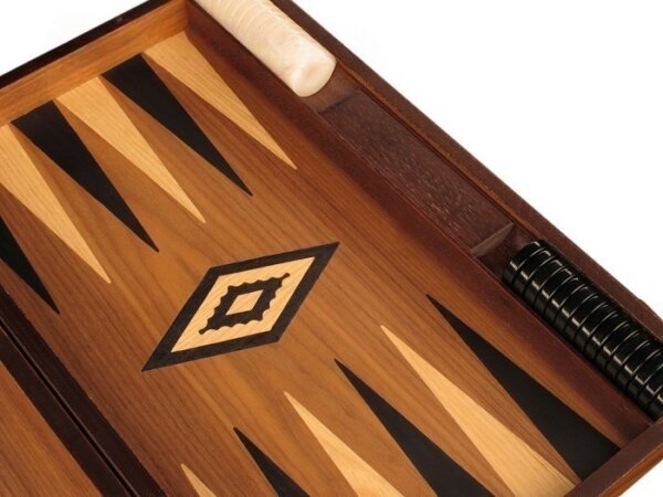 Walnut Backgammon Set - Large - Black - Image 4