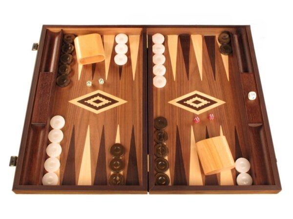 Walnut Backgammon Set - Large - Brown