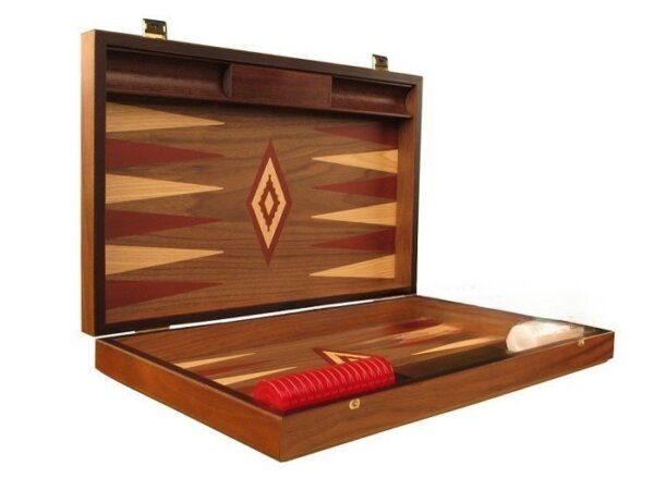 Walnut Backgammon Set - Large - Red - Image 2