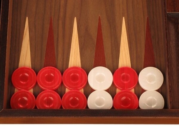 Walnut Backgammon Set - Large - Red - Image 3
