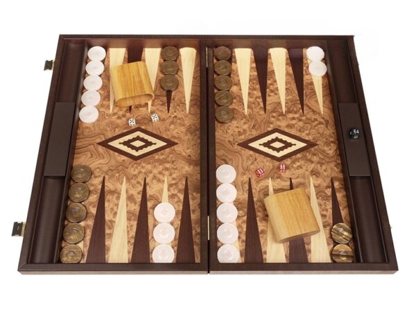 Walnut Root Backgammon Set - Large - Walnut Root Field