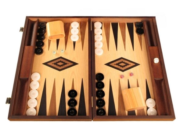 Walnut and Oak Backgammon Set - Large - Black