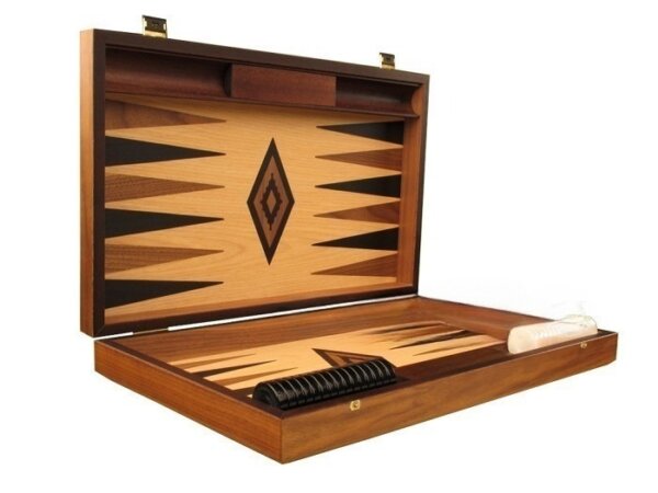Walnut and Oak Backgammon Set - Large - Black - Image 2