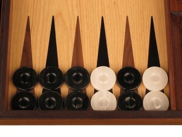 Walnut and Oak Backgammon Set - Large - Black - Image 3