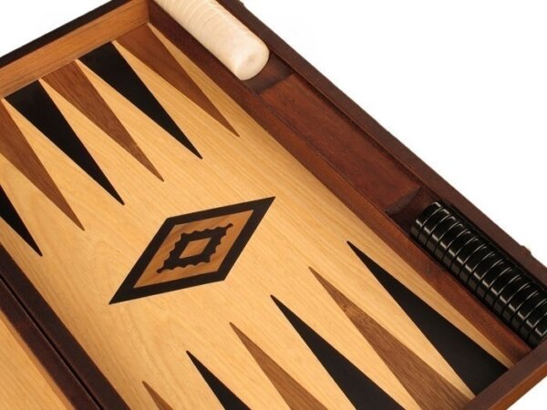 Walnut and Oak Backgammon Set - Large - Black - Image 4