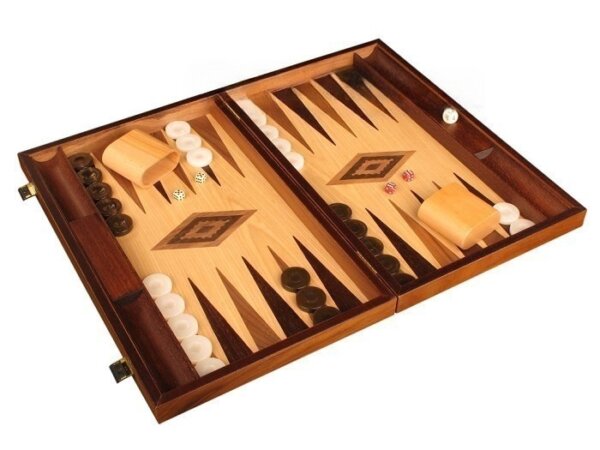 Walnut and Oak Backgammon Set - Large - Brown - Image 2
