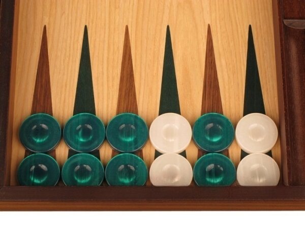 Walnut and Oak Backgammon Set - Large - Green - Image 3