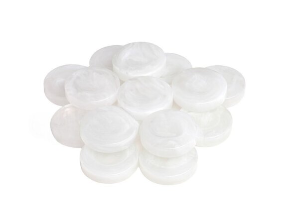 Backgammon Checkers - High Gloss Marbleized - Finger Dish - White - (1 3/4in. Dia) - Roll of 15