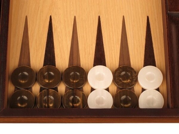 White Zebrano Backgammon Set - Large - Oak Field - Image 3