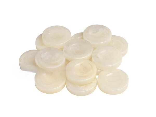 Backgammon Checkers - High Gloss Marbleized - Finger Dish - Winter White - (1 3/4in. Dia) - Roll of 15