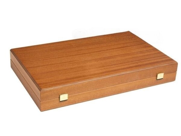 19-inch Wood Backgammon Set - Mahogany with Printed Field and Side Racks - Image 5