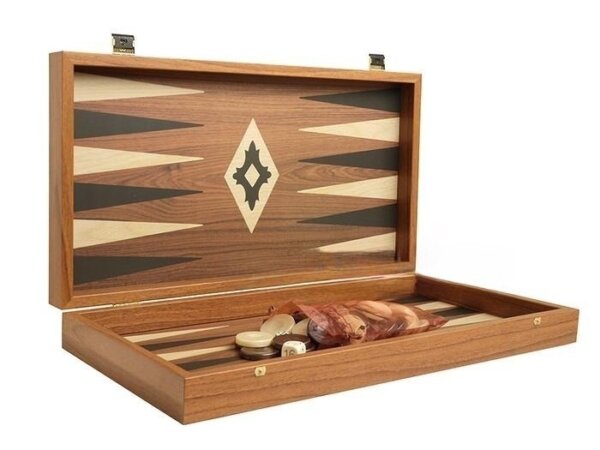 19-inch Wood Backgammon Set - Walnut with Printed Field - Image 2