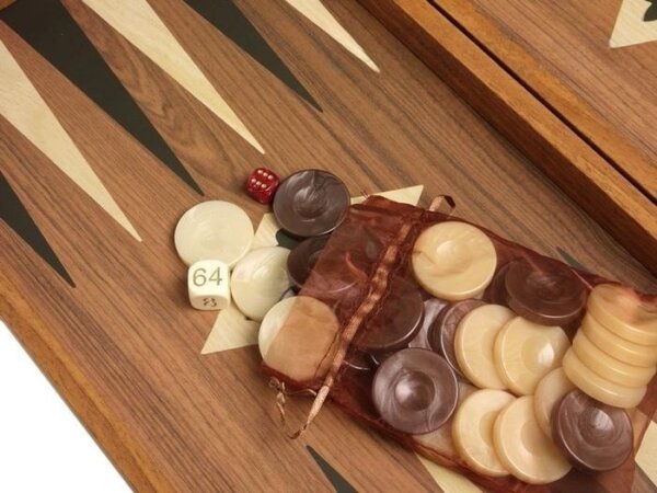 19-inch Wood Backgammon Set - Walnut with Printed Field - Image 3