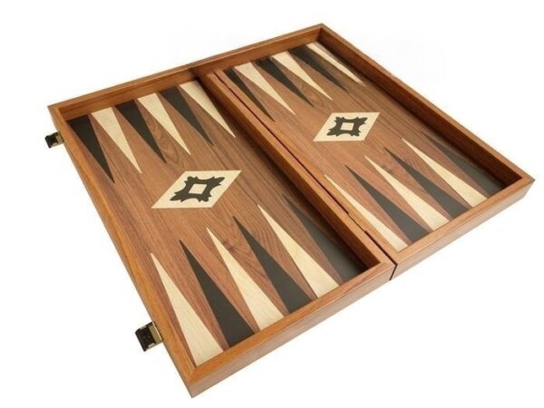 19-inch Wood Backgammon Set - Walnut with Printed Field - Image 4