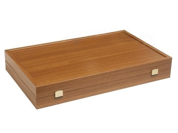 19-inch Wood Backgammon Set - Walnut with Printed Field and Side Racks - Image 5