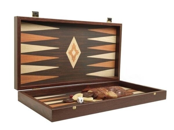 19-inch Wood Backgammon Set - Wenge with Printed Field - Image 2
