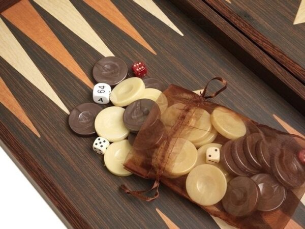 19-inch Wood Backgammon Set - Wenge with Printed Field - Image 3