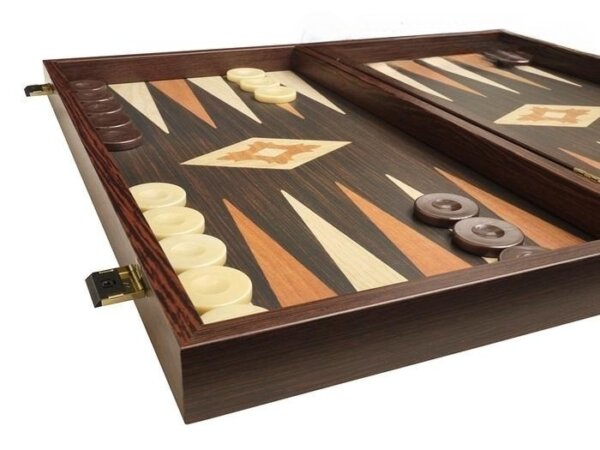 19-inch Wood Backgammon Set - Wenge with Printed Field - Image 4