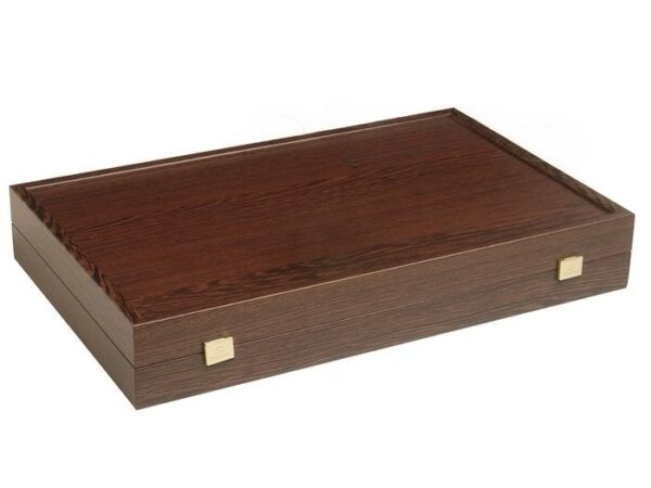 19-inch Wood Backgammon Set - Wenge with Printed Field and Side Racks - Image 5