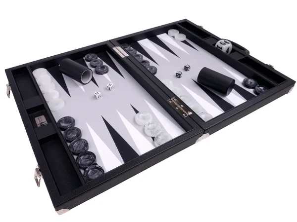 Wycliffe Brothers® 21-inch Tournament Backgammon Set - Black Case with Grey Field - Masters Edition - Image 5