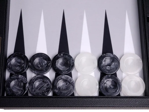 Wycliffe Brothers® 21-inch Tournament Backgammon Set - Black Case with Grey Field - Masters Edition - Image 3
