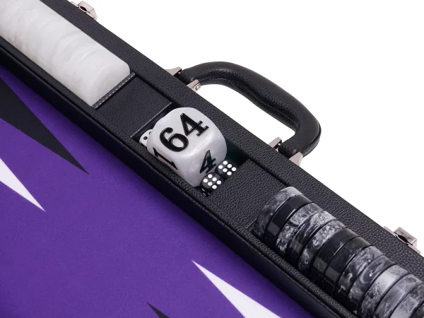 Wycliffe Brothers® 21-inch Tournament Backgammon Set - Black Case with Purple Field - Masters Edition - Image 4