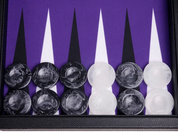 Wycliffe Brothers® 21-inch Tournament Backgammon Set - Black Case with Purple Field - Masters Edition - Image 3