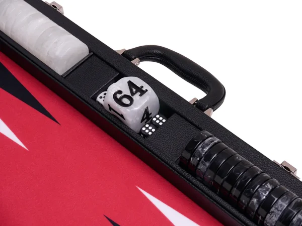 Wycliffe Brothers® 21-inch Tournament Backgammon Set - Black Case with Red Field - Masters Edition - Image 4