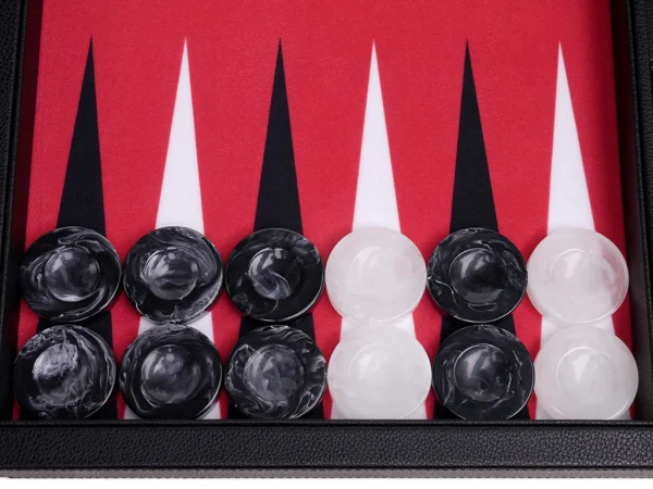 Wycliffe Brothers® 21-inch Tournament Backgammon Set - Black Case with Red Field - Masters Edition - Image 3